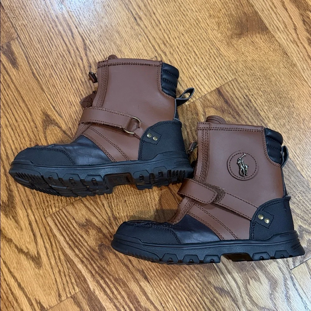 Polo Ralph Lauren Conquered Hi Boots. Size 1. Chocolate/Tan Leather. Like New.